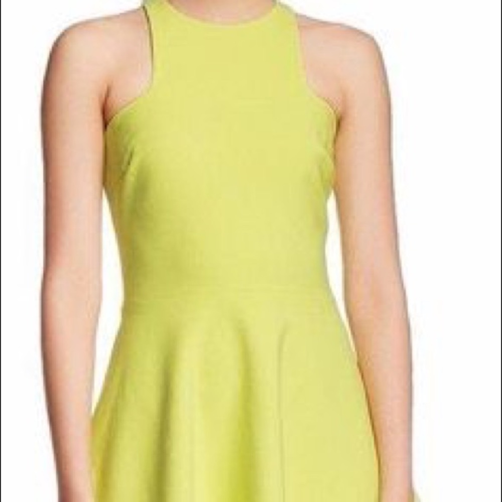 Beautiful cocktail A-line dress in bright yellow